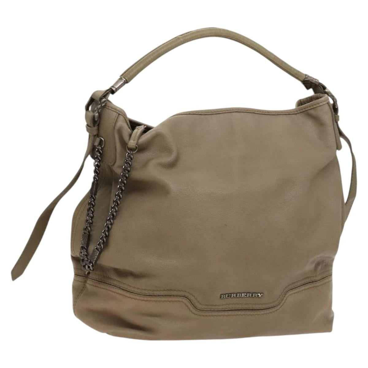 Burberry BURBERRY Shoulder Bag Leather Beige Authentic 119364