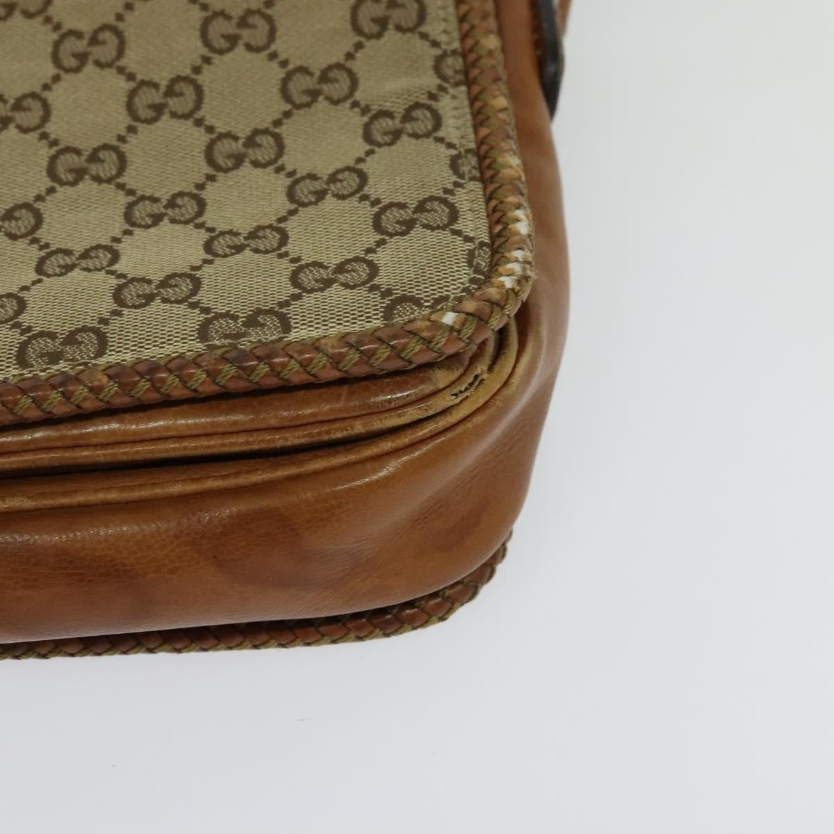 Gucci GUCCI GG Canvas Shoulder Bag Beige Gold 257024 Authentic BA2928