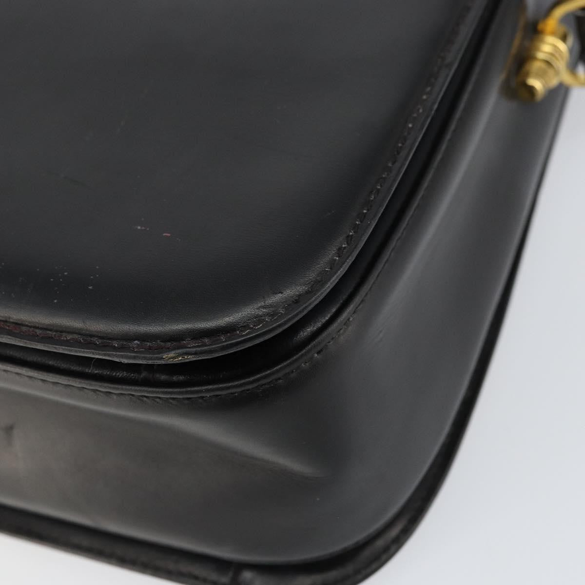 Gucci GUCCI Shoulder Bag Leather Black Gold Authentic 155306