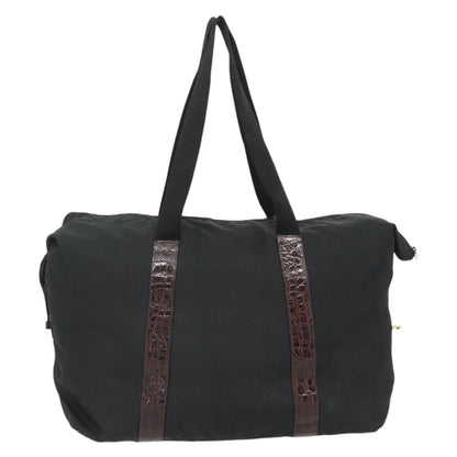 Prada PRADA Boston Bag Nylon Black Gold Authentic 176251
