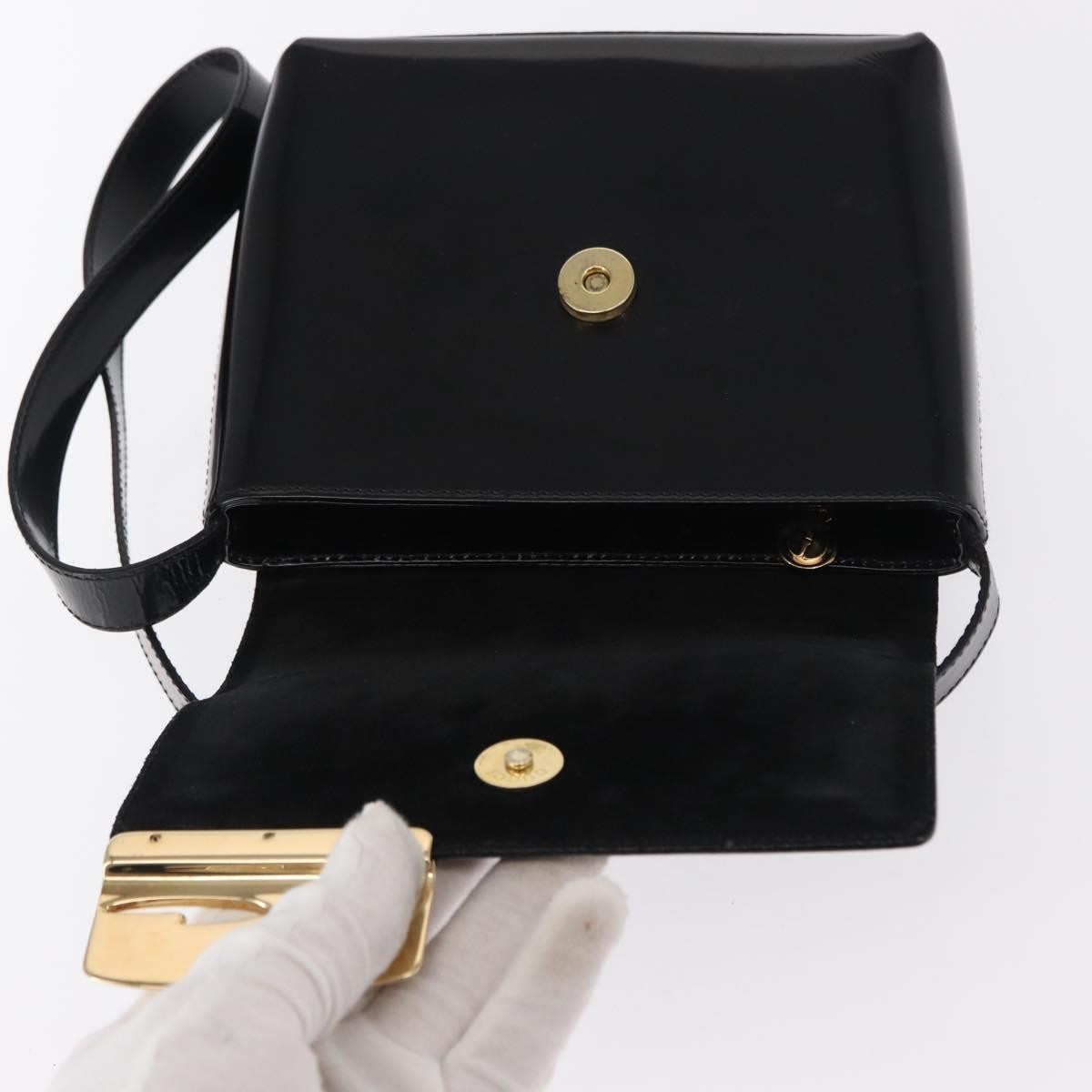 Gucci GUCCI Shoulder Bag Patent leather Black Gold 007 3444 0282 Authentic ti3515