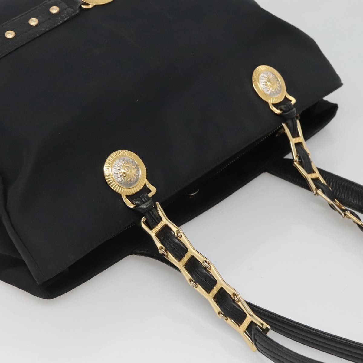 Gianni Versace Gianni Versace Tote Bag Nylon Black Gold Authentic bs25747