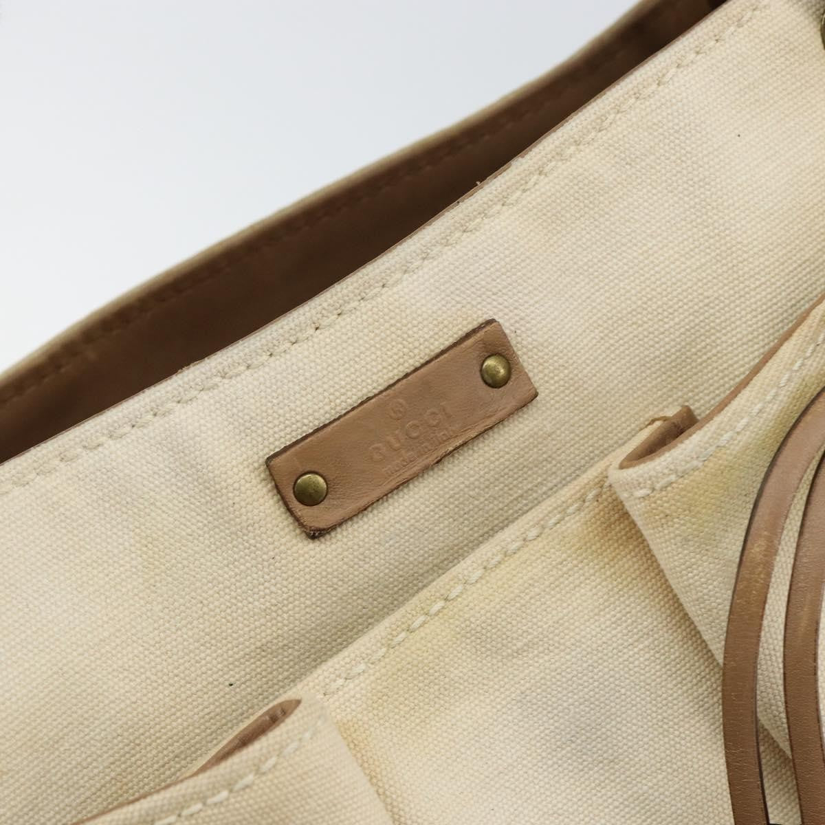 Gucci GUCCI Bamboo Hand Bag Canvas Ivory Gold 109138 Authentic 153356