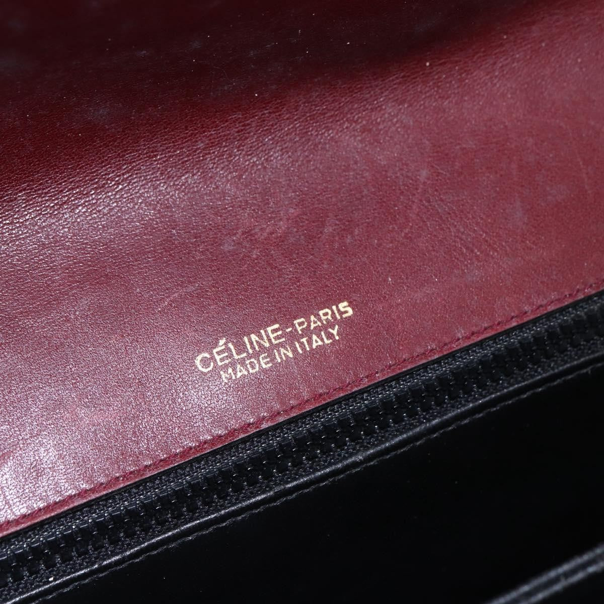 Celine CELINE Macadam Canvas Shoulder Bag Suede Bordeaux Gold Authentic BA7684