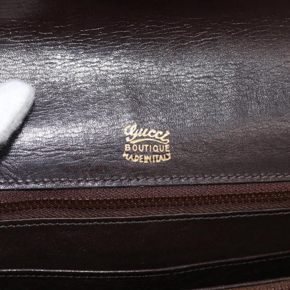 Gucci GUCCI Shoulder Bag Leather Brown Gold Authentic ep14284