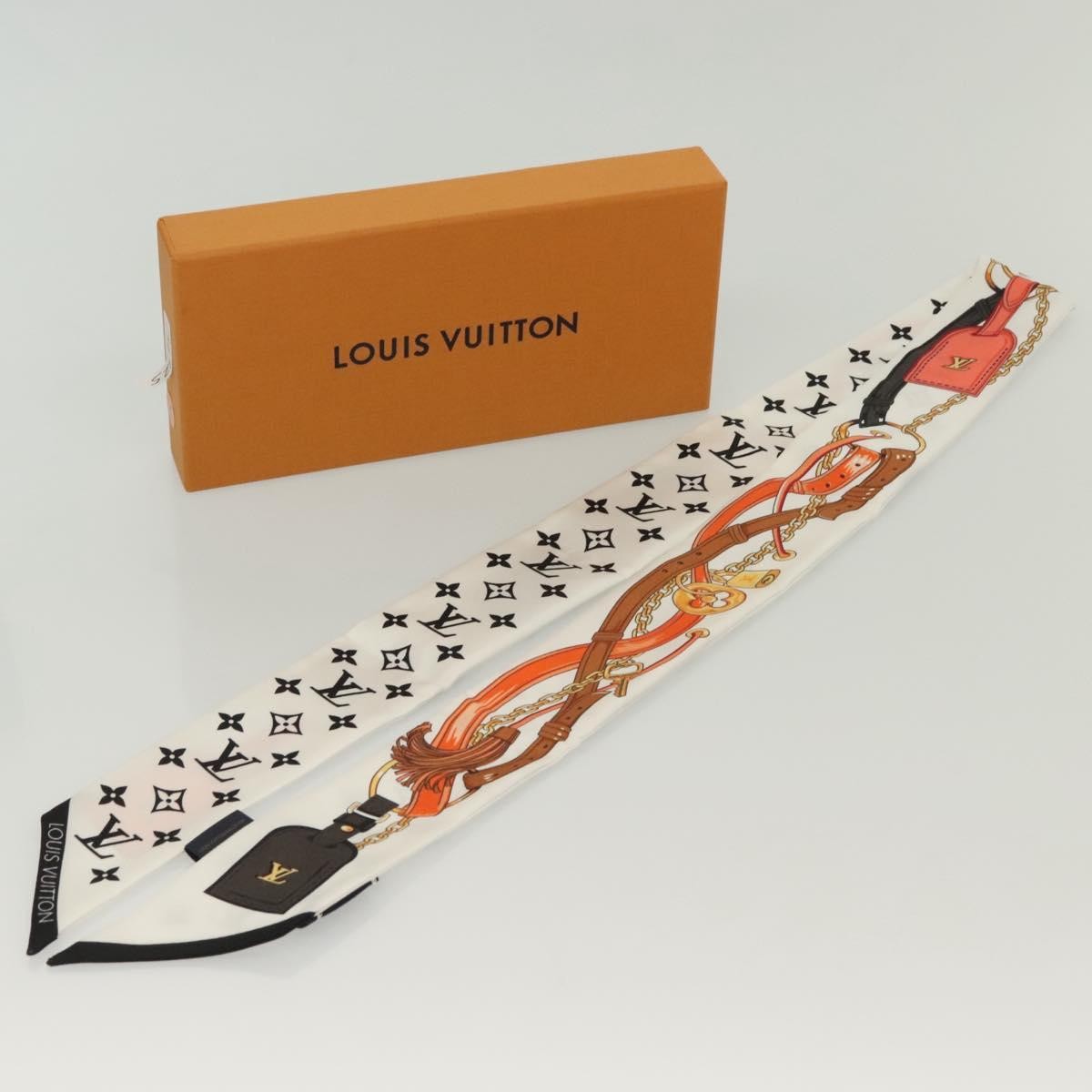 Louis Vuitton LOUIS VUITTON Flower And Straps Bando BB Scarf Silk White M90658 LV Authentic 136325M Bag