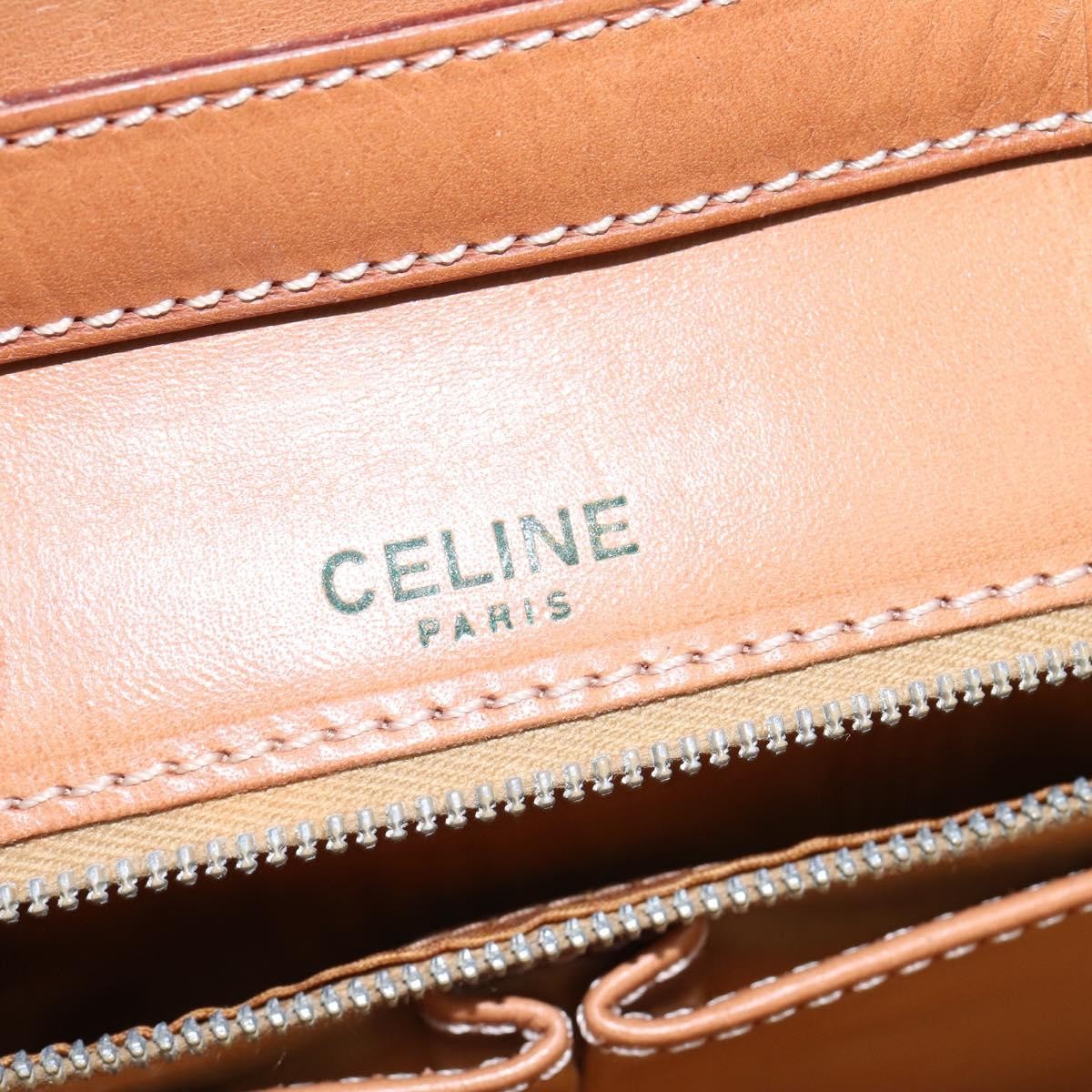 Celine CELINE Macadam Canvas Shoulder Bag PVC Leather White Gold Authentic 146823
