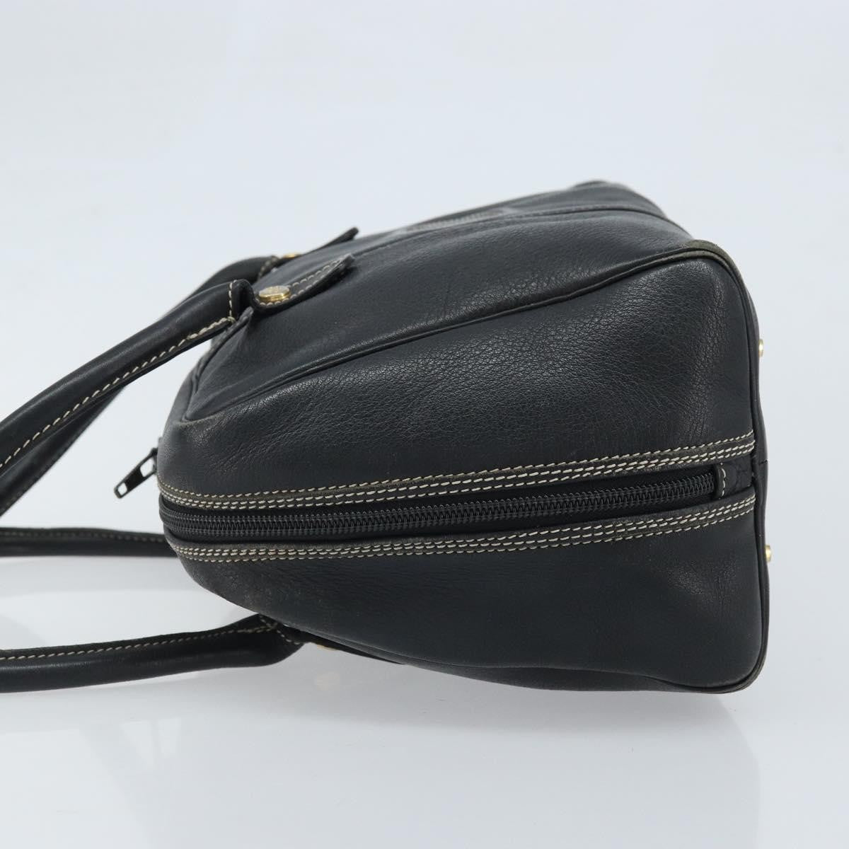 Dior Christian Dior Hand Bag Leather Black Gold Authentic ep13686