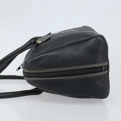 Dior Christian Dior Hand Bag Leather Black Gold Authentic ep13686