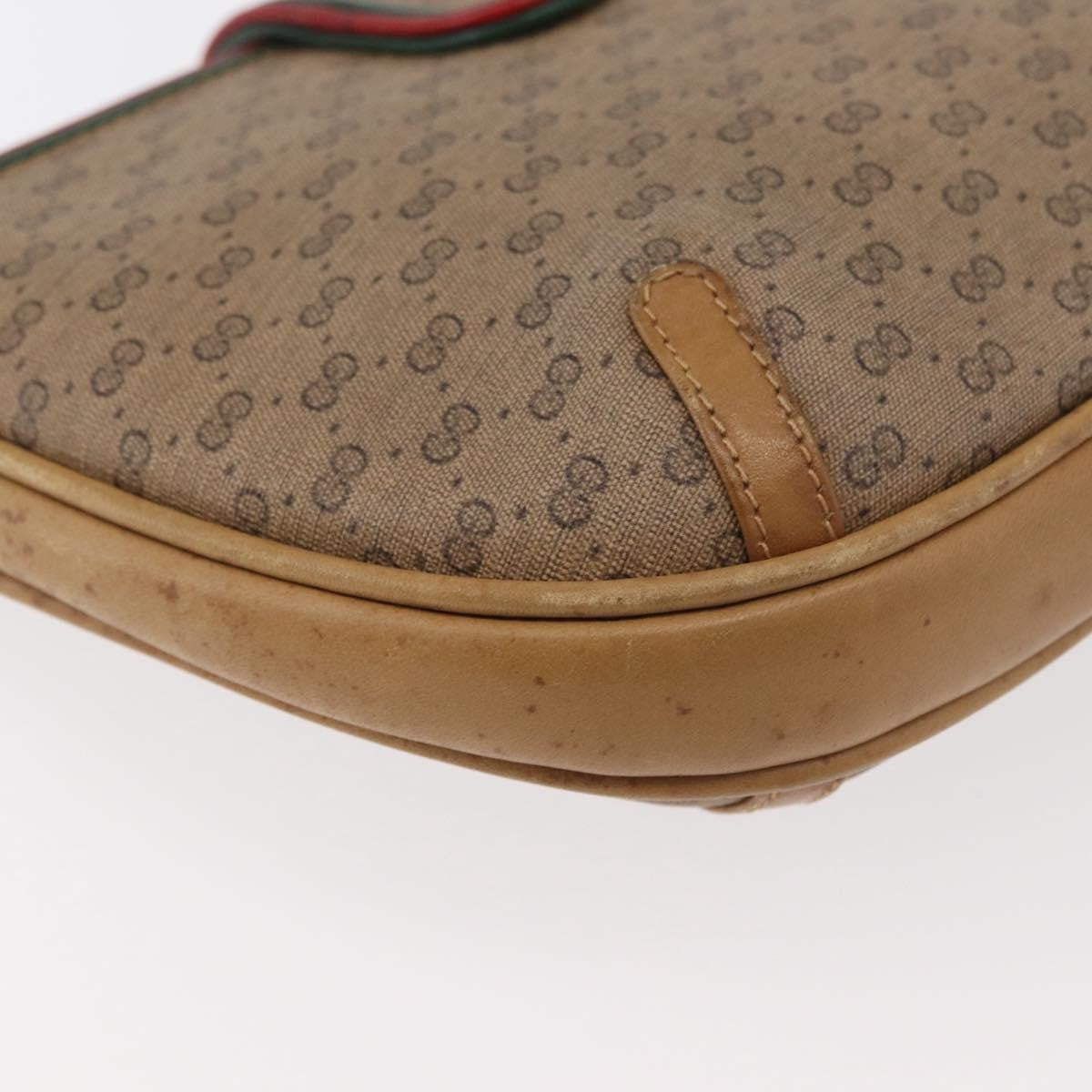 Gucci GUCCI Micro GG Supreme Shoulder Bag PVC Beige Gold Authentic 176833