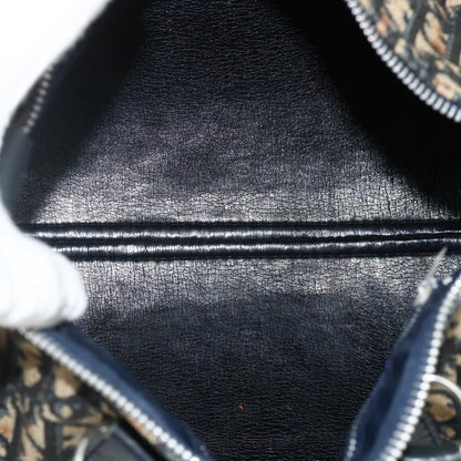 Dior Christian Dior Trotter Canvas Boston Bag Navy Silver Authentic 175415