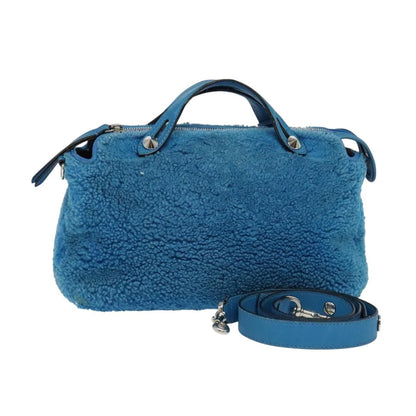 Fendi FENDI Hand Bag Mouton 2way Blue Silver Authentic 126111