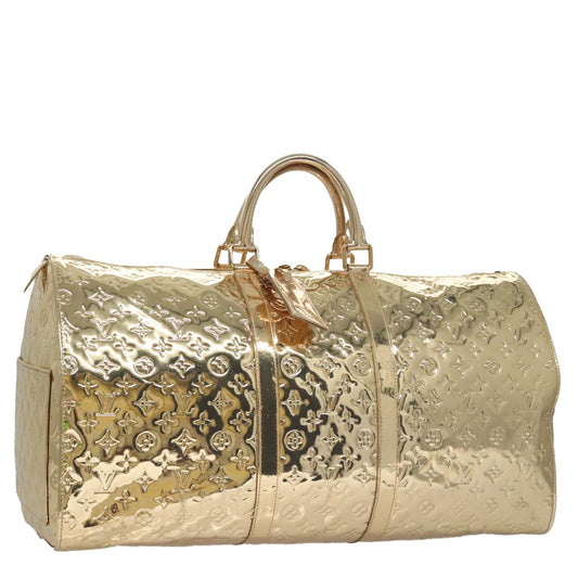 Louis Vuitton LOUIS VUITTON Monogram Miroir Keepall 55 Boston Bag Gold LV Authentic 104239S