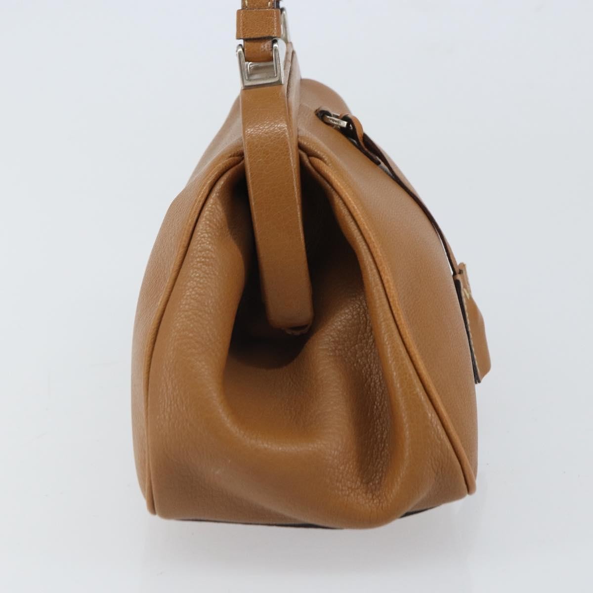Prada PRADA Hand Bag Leather Brown Silver Authentic yk19954