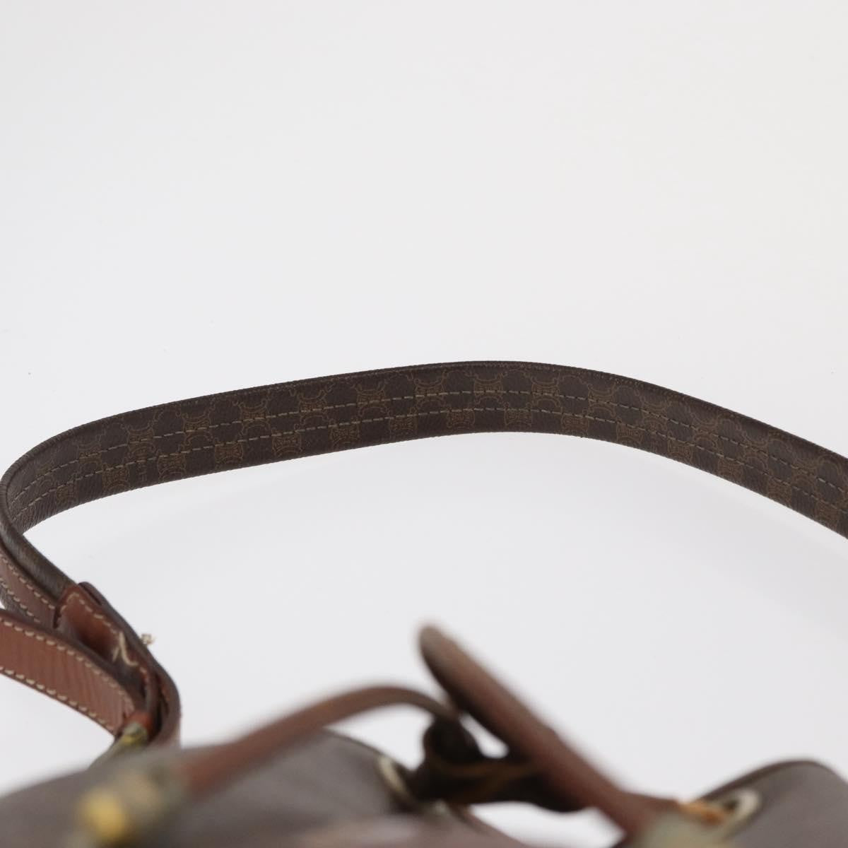 Celine CELINE Macadam Canvas Shoulder Bag PVC Leather Brown Gold Authentic 162040