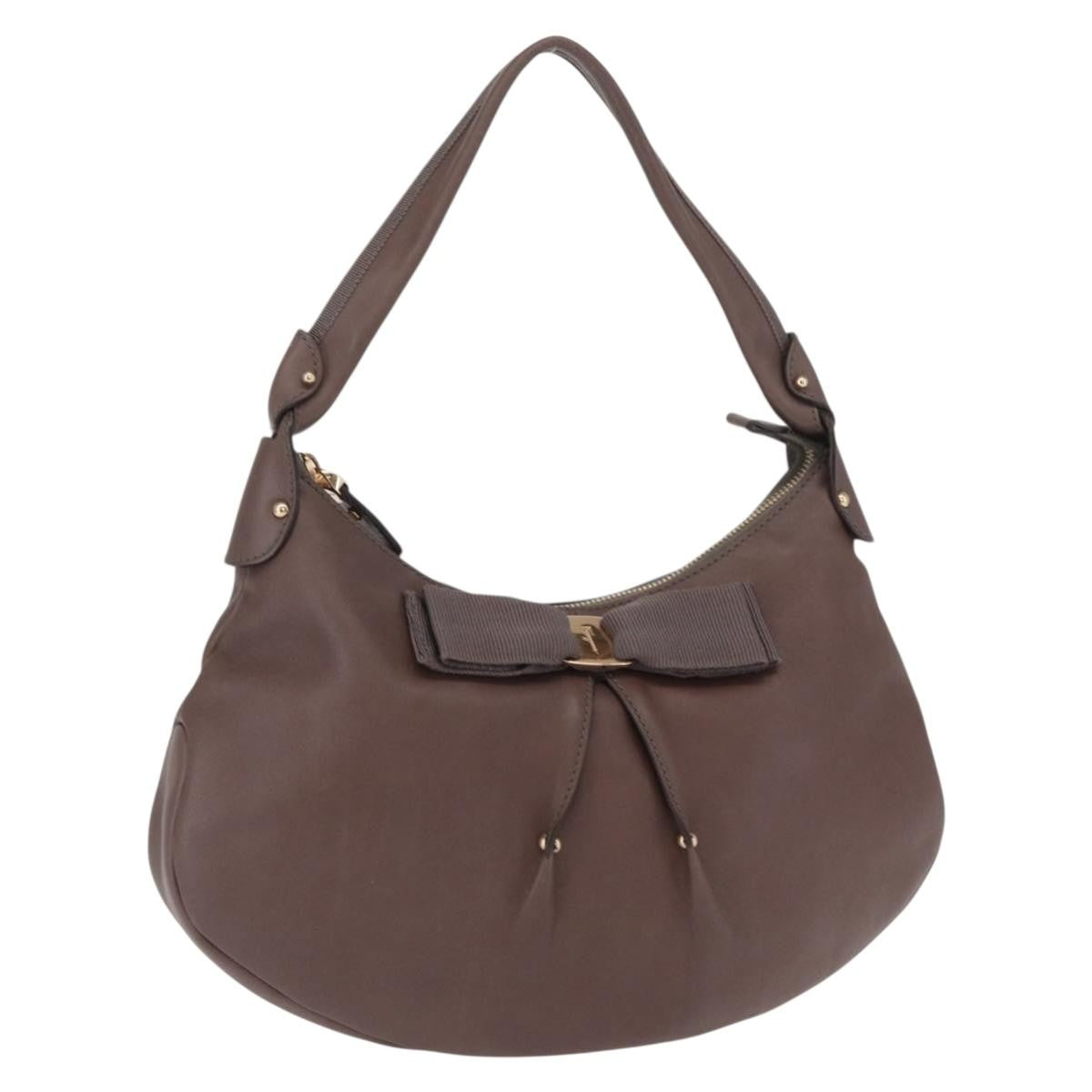 Salvatore Ferragamo Salvatore Ferragamo Shoulder Bag Leather Brown Gold Authentic SW1941