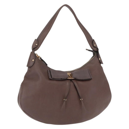 Salvatore Ferragamo Salvatore Ferragamo Shoulder Bag Leather Brown Gold Authentic SW1941