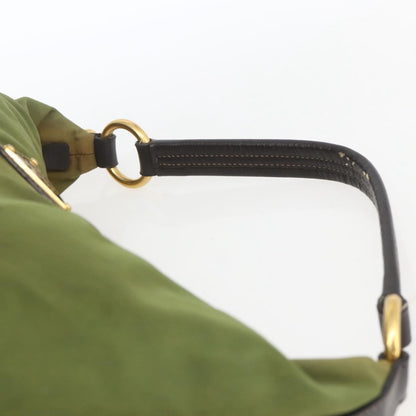 Prada PRADA Shoulder Bag Nylon Leather Khaki Gold Authentic 165173