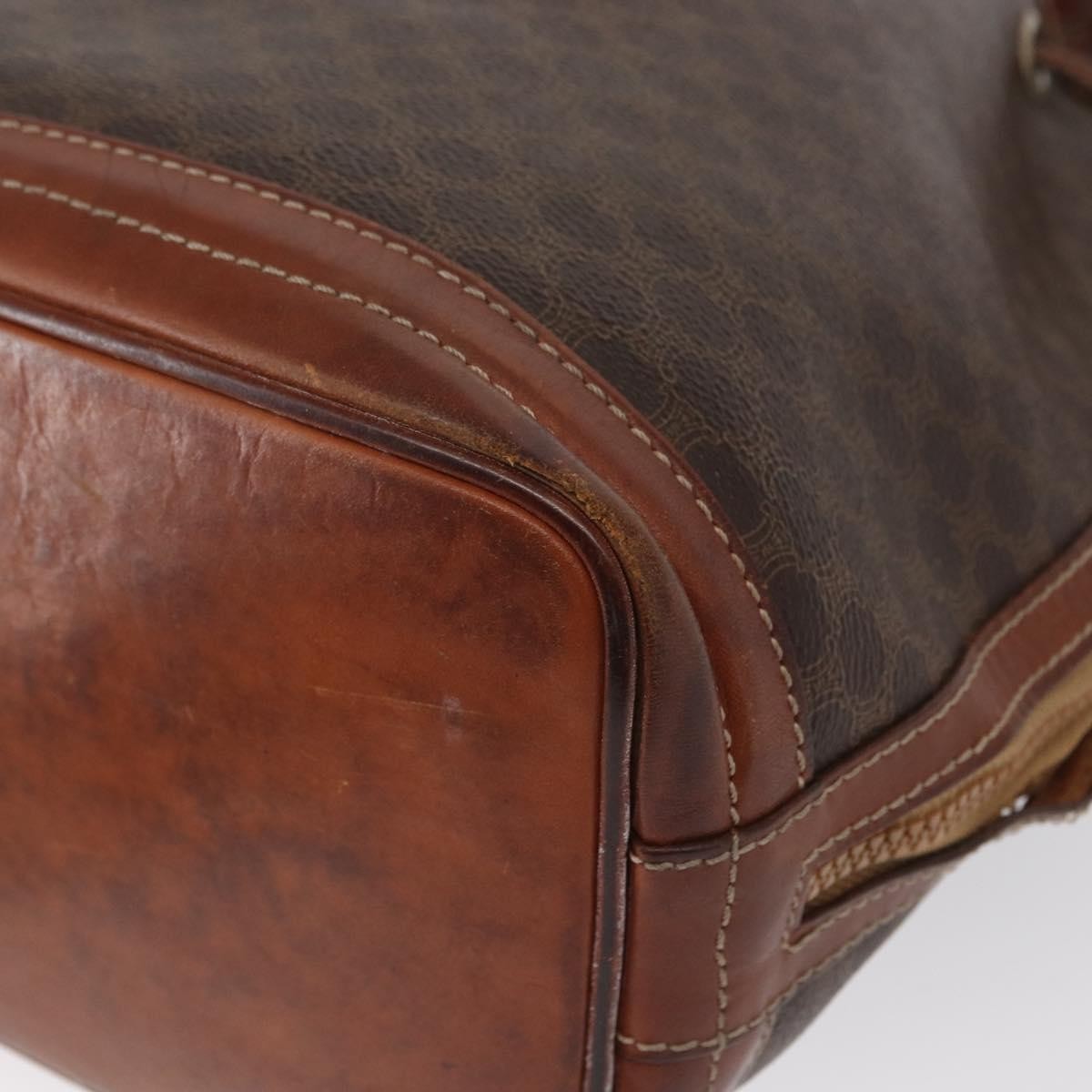 Celine CELINE Macadam Canvas Shoulder Bag PVC Leather Brown Gold Authentic 162040
