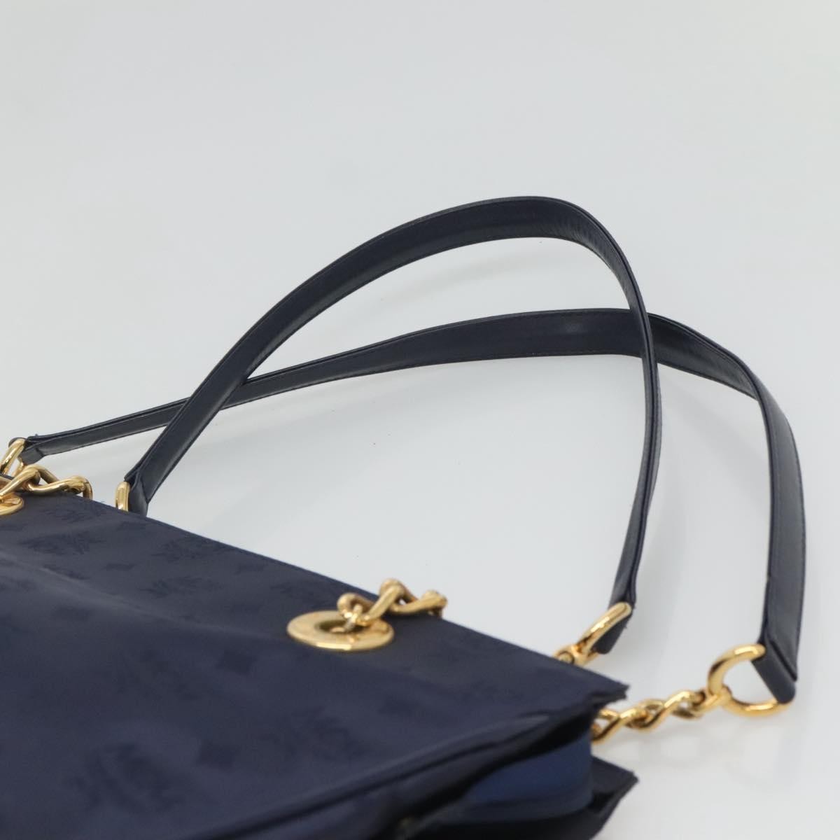 MCM MCM Logogram Vicetos Shoulder Bag Nylon Navy Gold Authentic 127085