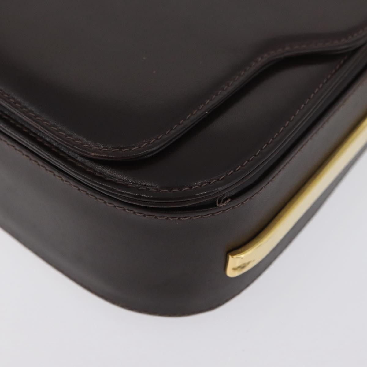 Gucci GUCCI Shoulder Bag Leather Brown Gold Authentic ep13909