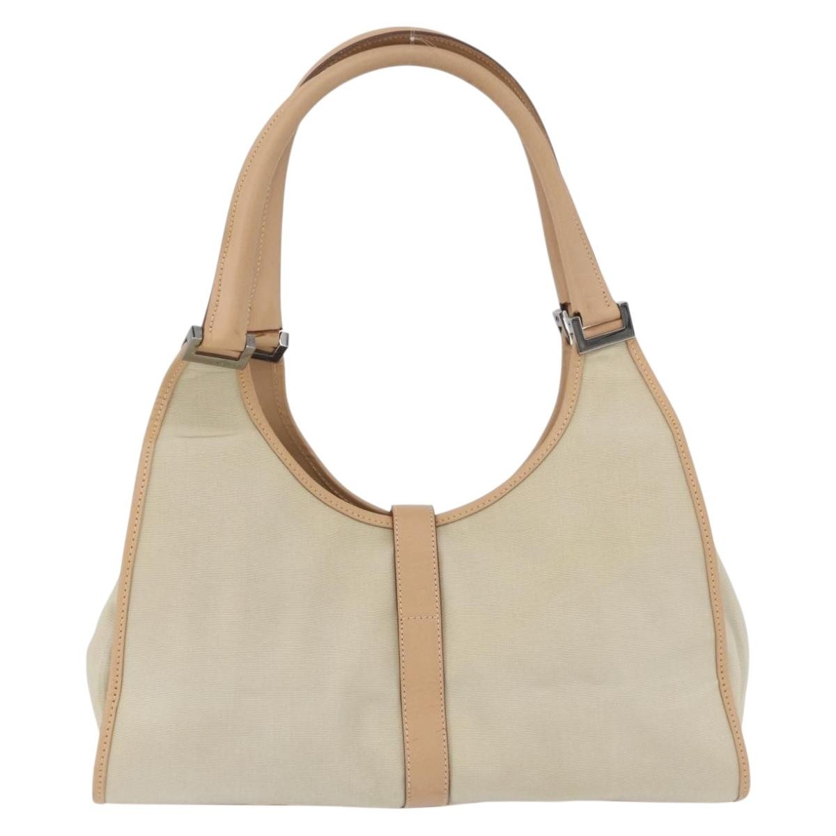 Gucci GUCCI Jackie Shoulder Bag Canvas Leather Beige Silver 002 1067 Authentic fm5084