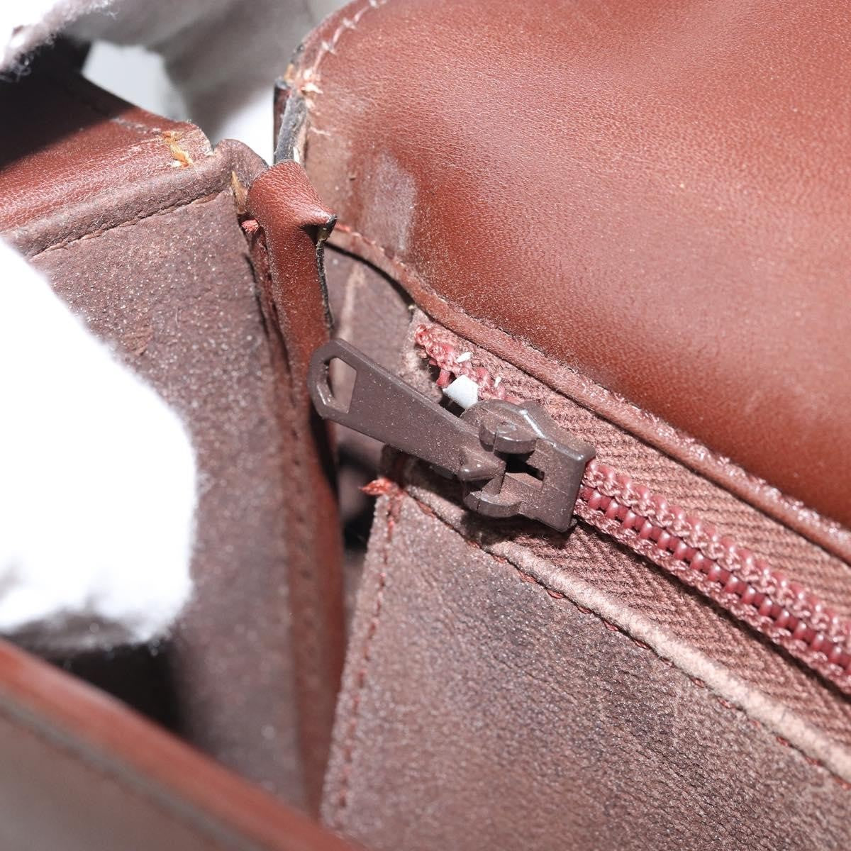 Celine CELINE Shoulder Bag Leather Brown Gold Authentic YKZ128