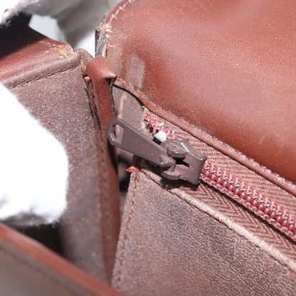 Celine CELINE Shoulder Bag Leather Brown Gold Authentic YKZ128