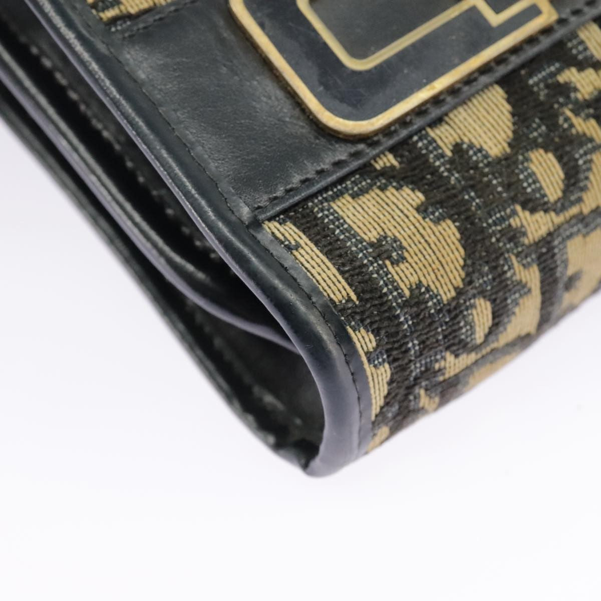 Dior Christian Dior Trotter Canvas Shoulder Bag Navy Gold Authentic 98475