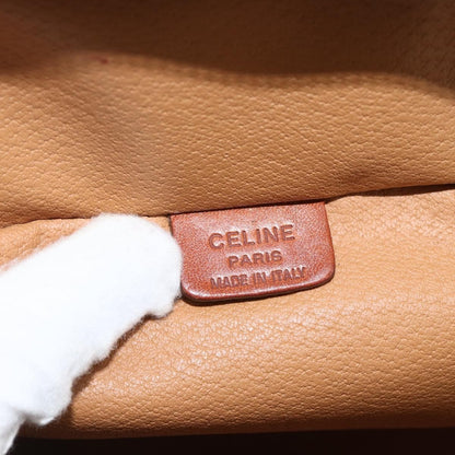 Celine CELINE Macadam Canvas Vanity Hand Bag PVC Leather Brown Gold Authentic ka2851