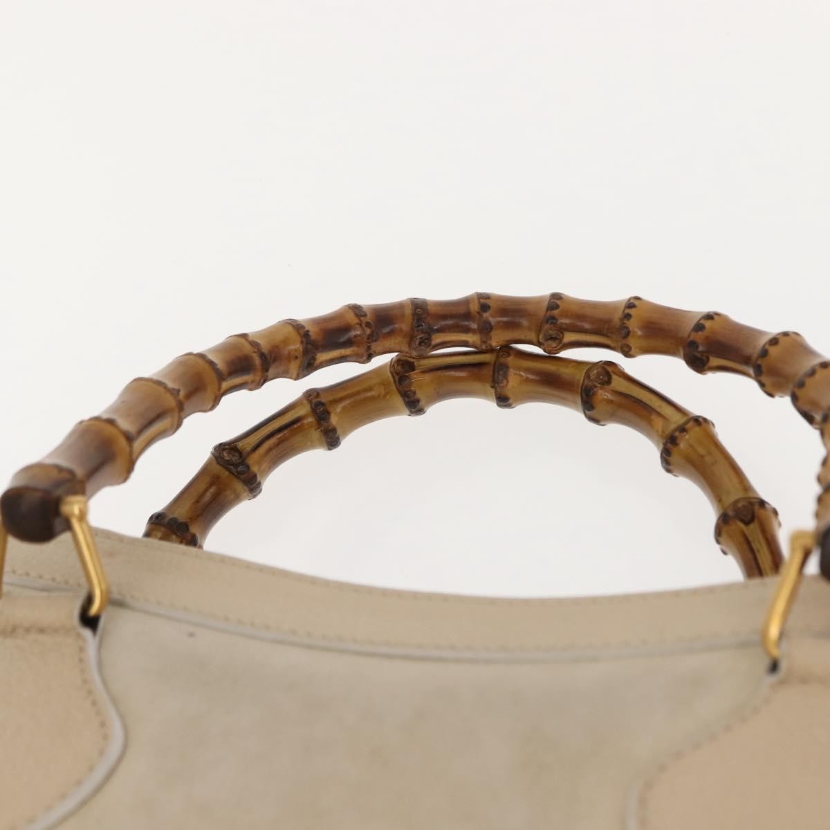 Gucci GUCCI Bamboo Hand Bag Suede Light Beige Gold 002 2853 0260 0 Authentic am9506