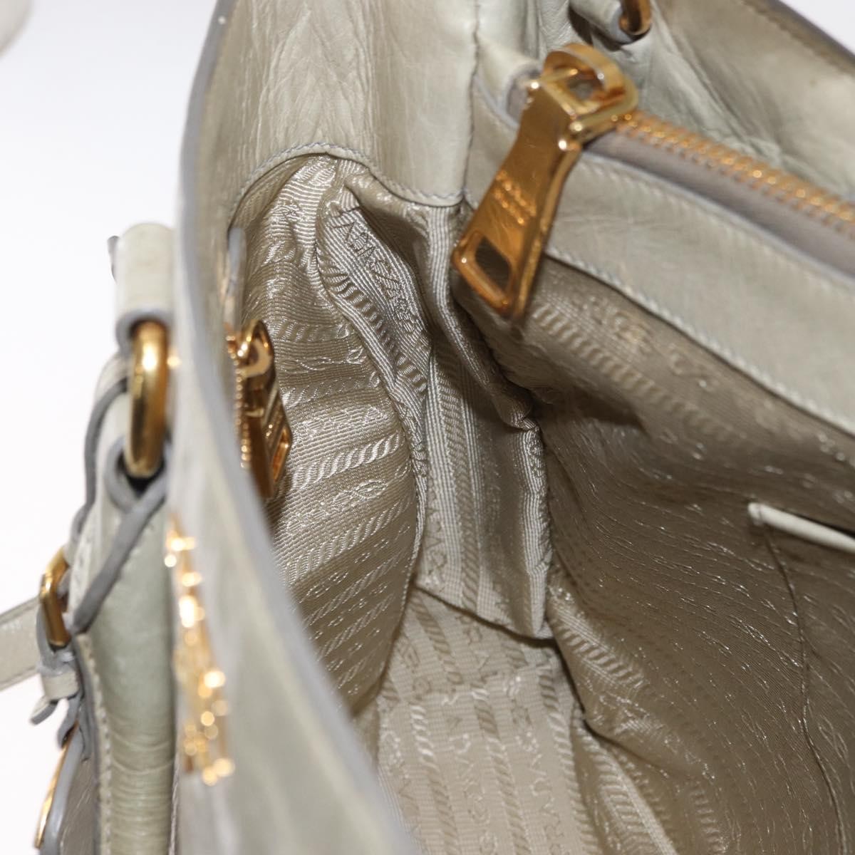 Prada PRADA Hand Bag Leather 2way Beige Gold Authentic ka1369