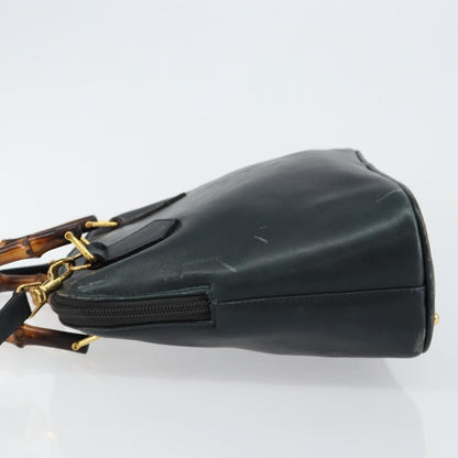 Gucci GUCCI Bamboo Hand Bag Leather 2way Navy Gold 000 2058 0290 0 Authentic 145765