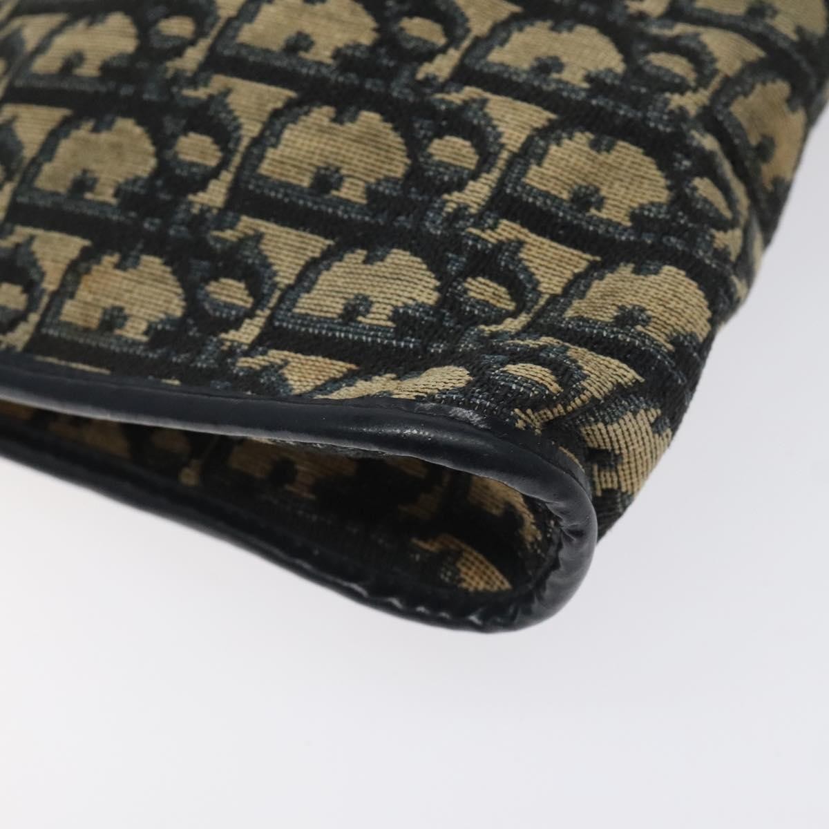 Dior Christian Dior Trotter Canvas Shoulder Bag Navy Gold Authentic 126267