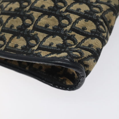 Dior Christian Dior Trotter Canvas Shoulder Bag Navy Gold Authentic 126267