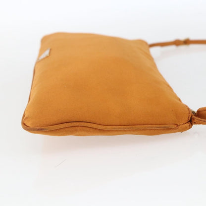 Prada PRADA Accessory Pouch Satin Orange Gold Authentic 161612 Bag