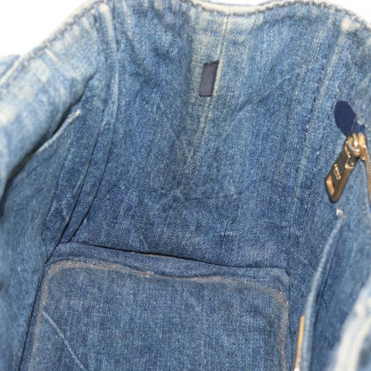 Prada PRADA Canapa PM Hand Bag Denim Blue Gold Authentic bs34435