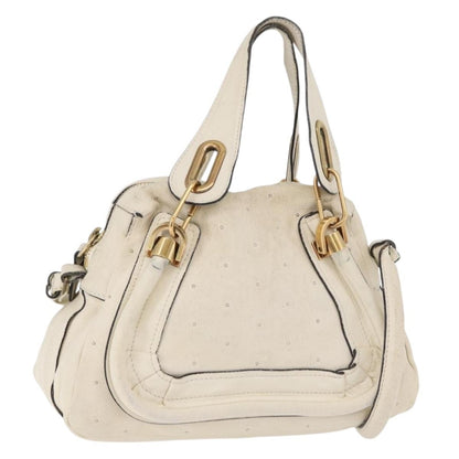 Chloé Chloé Chloe Paraty Hand Bag Leather 2way White Gold Authentic 177045