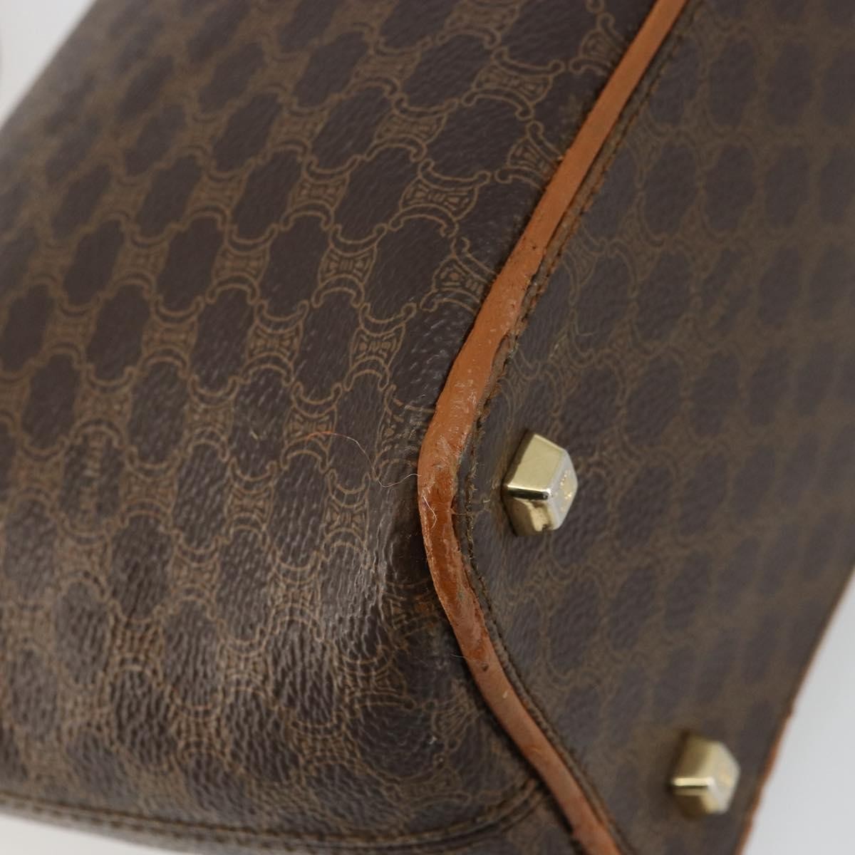 Celine CELINE Macadam Canvas Shoulder Bag PVC Leather Brown Gold Authentic bs34810