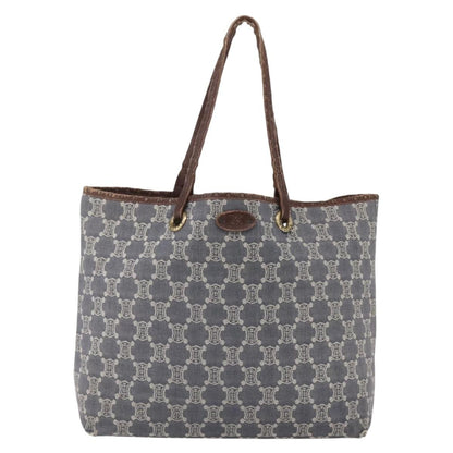 Celine CELINE Paris Macadam Canvas Tote Bag Blue Gold Authentic 157143