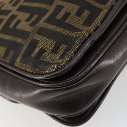 Fendi FENDI Zucca Canvas Shoulder Bag Black Brown Authentic YKZ1111