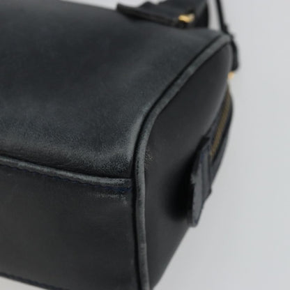 Celine CELINE Hand Bag Leather 2way Gold Navy Authentic am11231A