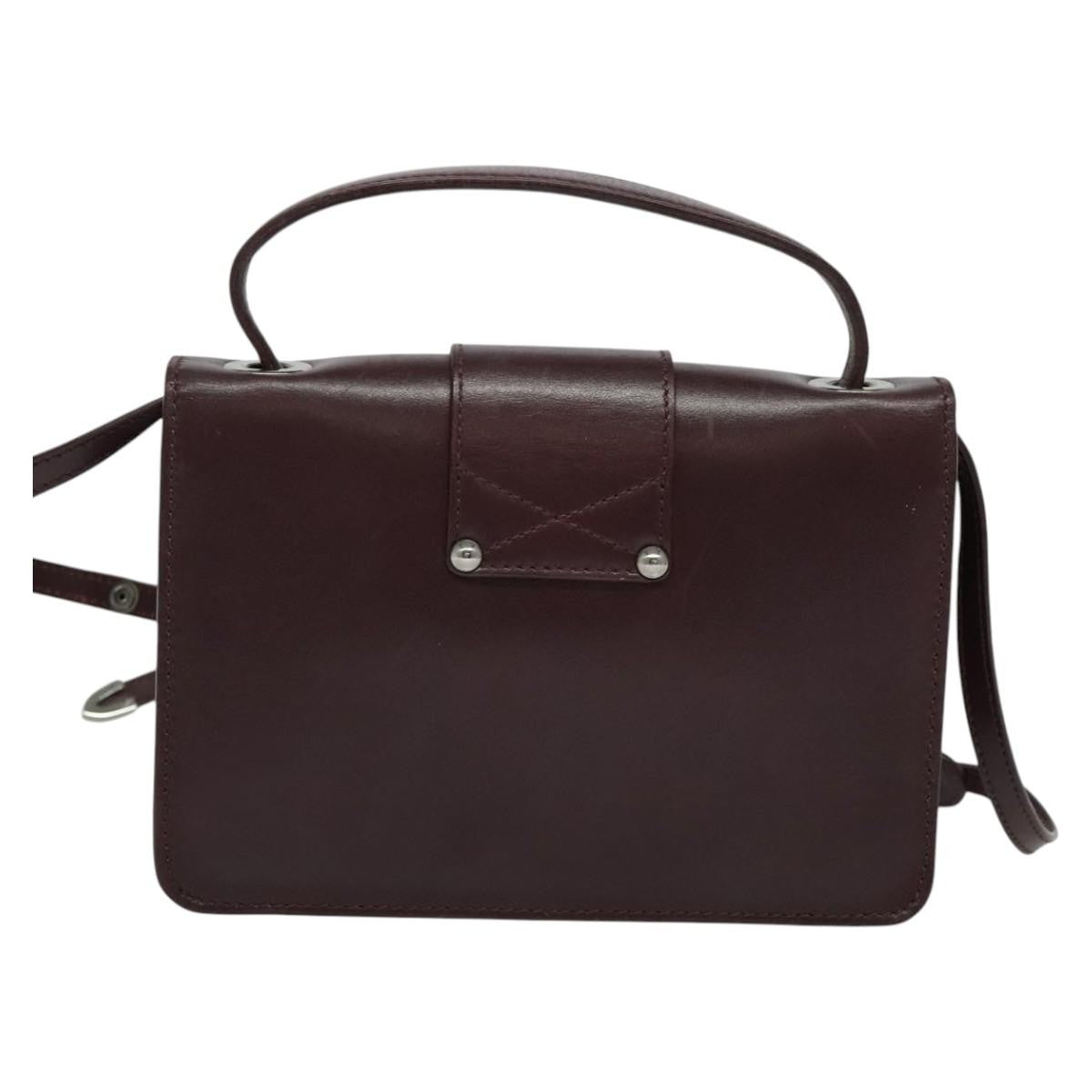 Jimmy Choo Jimmy Choo Hand Bag Leather Bordeaux Silver Authentic BA5034