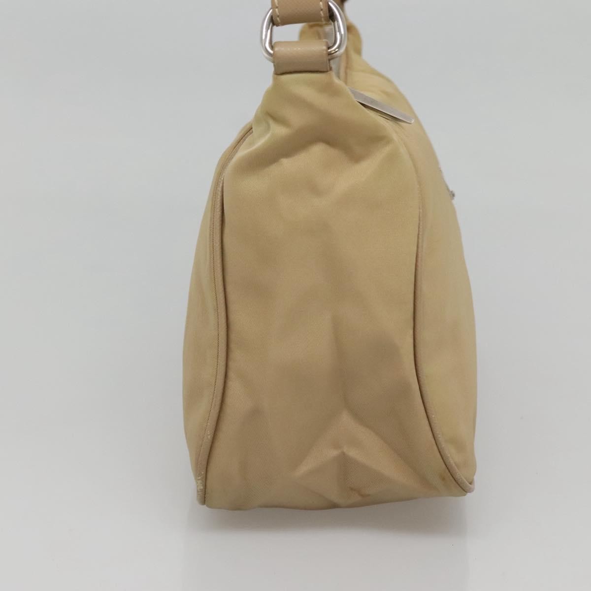 Prada PRADA Shoulder Bag Nylon Beige Silver Authentic 120952