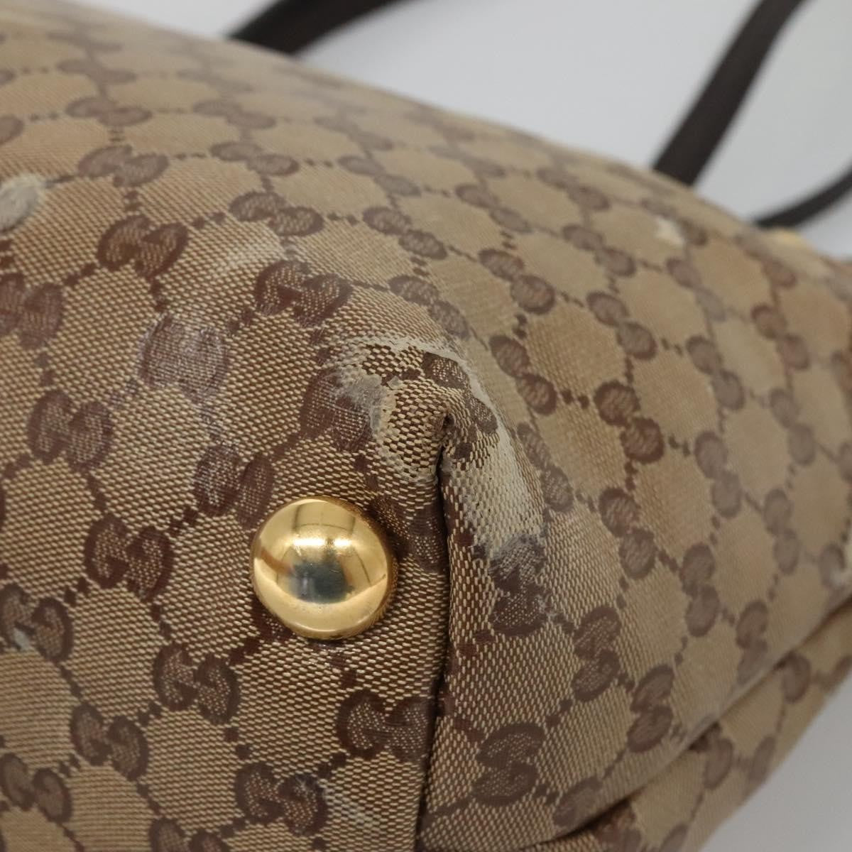 Gucci GUCCI GG Crystal Tote Bag Coated Canvas Beige Gold 207291 Authentic 139548