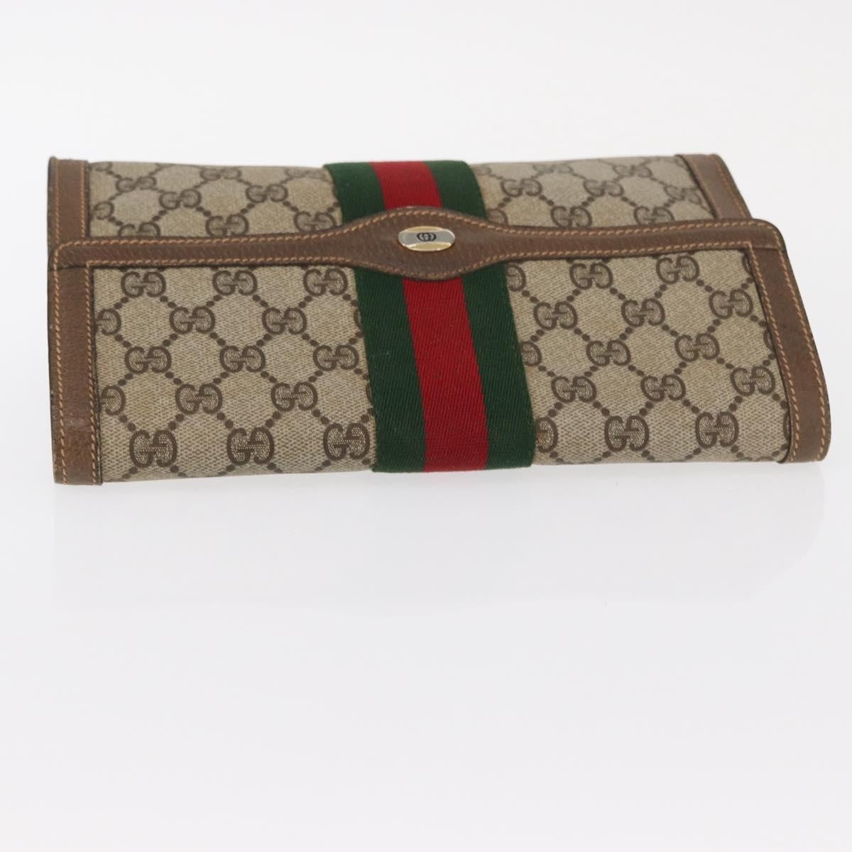 Gucci GUCCI GG Supreme Web Sherry Line Clutch Bag PVC Beige Gold 89 01 006 Authentic 155387