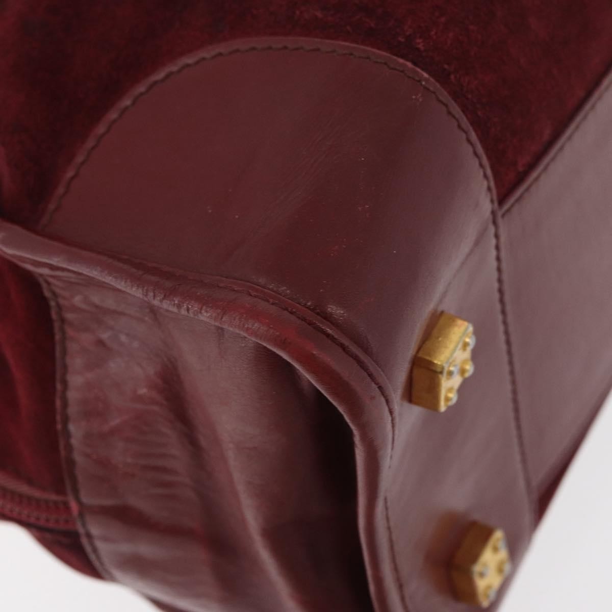 Loewe LOEWE Anagram Hand Bag Suede Leather Bordeaux Gold Authentic bs34369