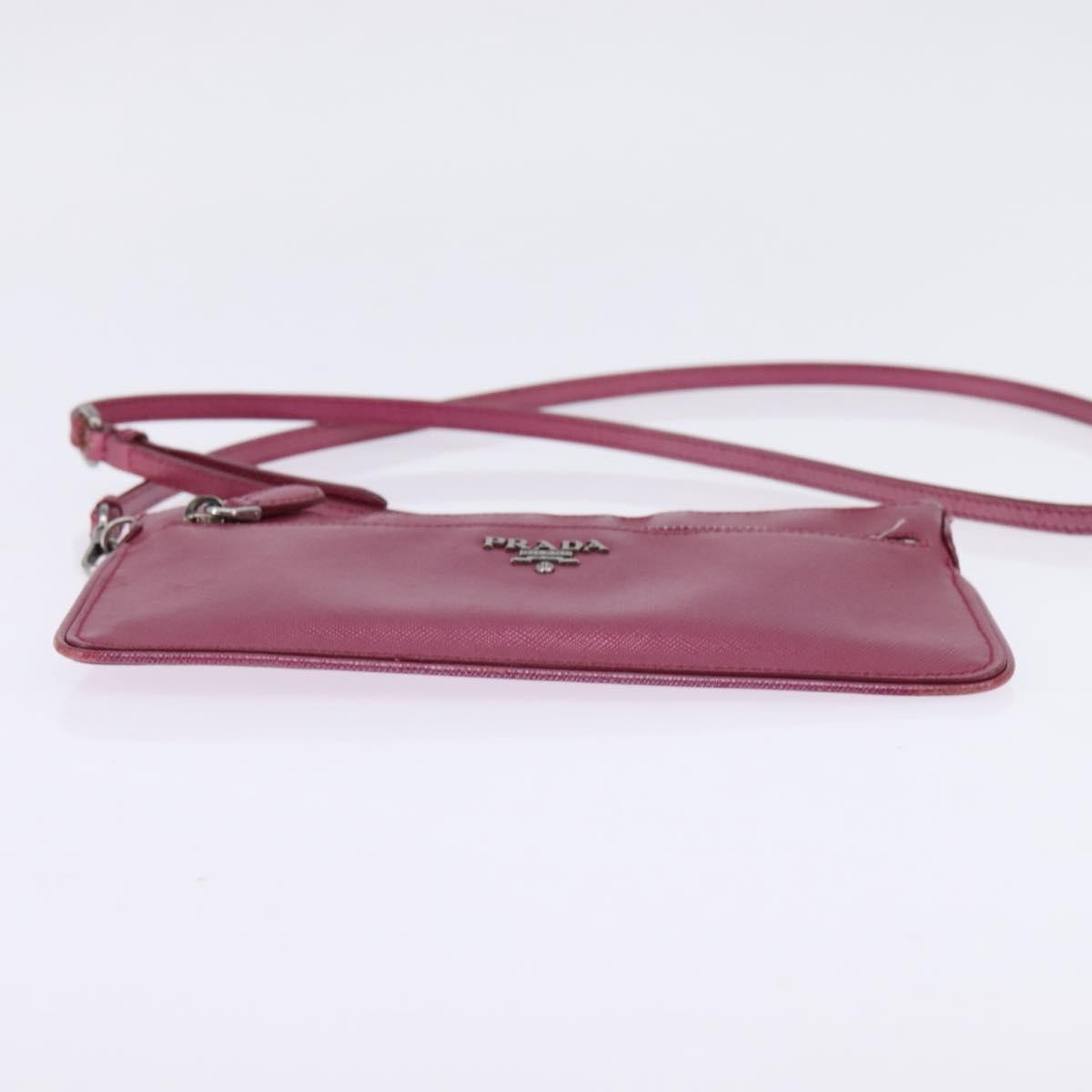 Prada PRADA Shoulder Bag Safiano leather Pink Silver Authentic SW1708