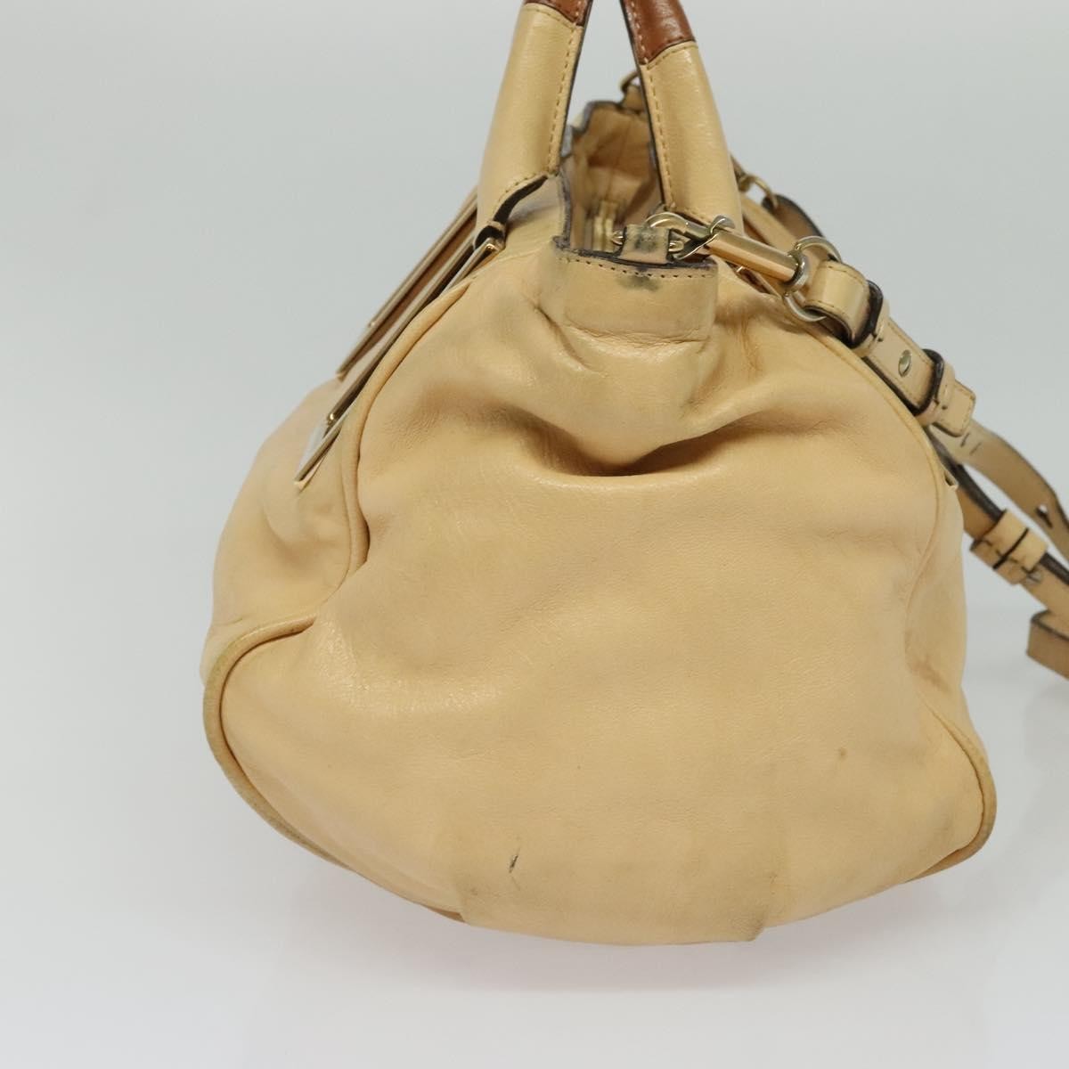 Chloé Chloé Chloe Etel Hand Bag Leather 2way Beige Gold Authentic am9018