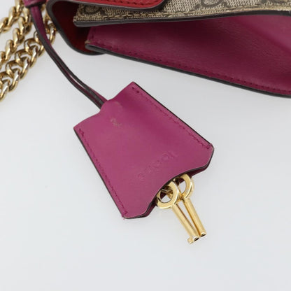 Gucci GUCCI GG Supreme Chain Shoulder Bag PVC Red Gold 409487 Authentic ka4469